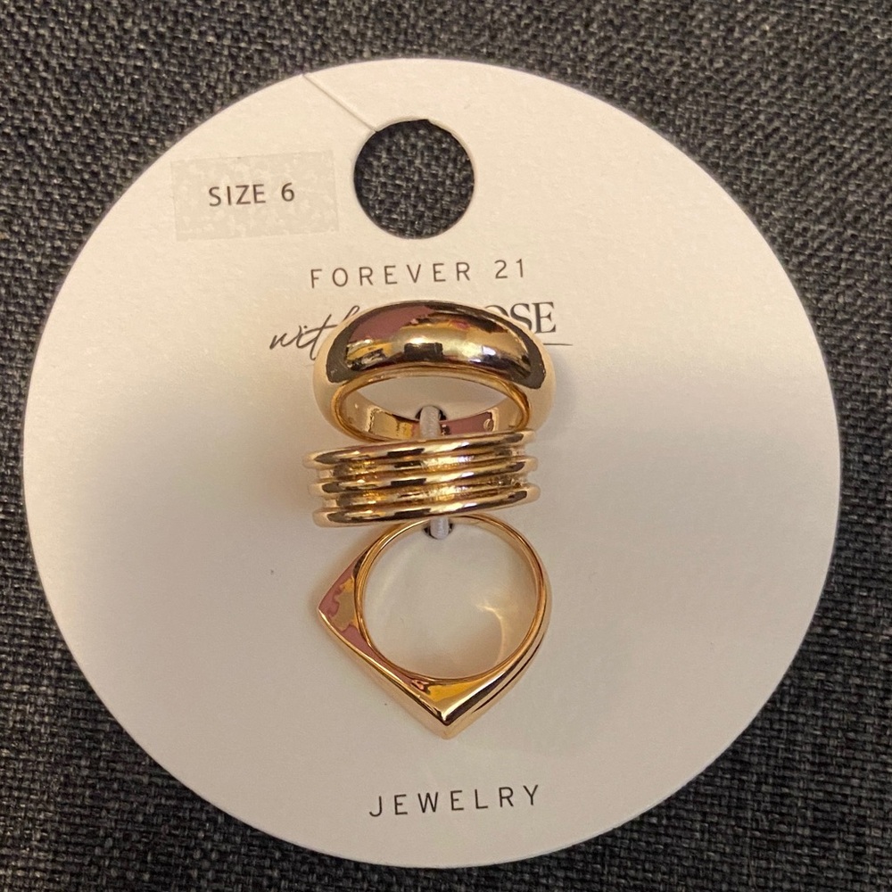 Forever 21 Gold Tone Ring Trio